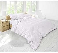 LIZZIE JACOBS 400 Thread Count Satin Stripes Extra Deep Fitted Sheets Super Soft Luxurious 100% Egyptian Cotton Hotel Quality 40cms Deep Fitted Bed Sheets (White, Double Fitted Sheet)