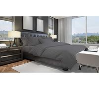 LIZZIE JACOBS 400 Thread Count Satin Stripes Extra Deep Fitted Sheets Super Soft Luxurious 100% Egyptian Cotton Hotel Quality 40cms Deep Fitted Bed Sheets (Grey, Super King Fitted Sheet)