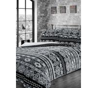 LIZZIE JACOBS Aztec Pattern Teddy Sherpa Fleece Super Soft Warm Cosy Duvet Cover Sets Quilt Covers Winter Bedding Sets With Pillowcases (Black, King)