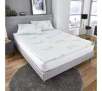 LIZZIE JACOBS Bamboo Memory Foam Mattress Topper Anti-Bacterial Ultra Soft Comfy or Thick Mattress Topper Hypoallergenic Orthopaedic Support Bed Pad with a Removable Zip Cover (double - Thickness),