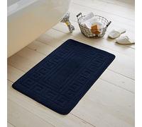 LIZZIE JACOBS Bath Mat and Pedestal Mat Sets Anti Slip Extra Absorbent Uper Soft Greek Style Bathroom Rugs, Navy, 2 Pieces, Size S, Regular