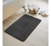 LIZZIE JACOBS Bath Mat and Pedestal Mat Sets Anti Slip Extra Absorbent Uper Soft Greek Style Bathroom Rugs, Charcoal, 2 Pieces, Size S, Regular