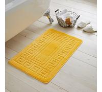 LIZZIE JACOBS Bath Mat and Pedestal Mat Sets Anti Slip Extra Absorbent Uper Soft Greek Style Bathroom Rugs, Ochre, 2 Pieces, Size S, Regular