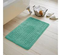 LIZZIE JACOBS Bath Mat and Pedestal Mat Sets Anti Slip Extra Absorbent Uper Soft Greek Style Bathroom Rugs, Teal, 2 Pieces, Size S, Regular
