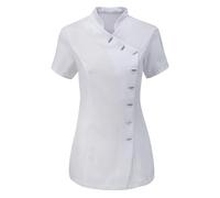 LIZZIE JACOBS Beauty Tunic Hairdressing Spa Massage Therapist Health Work Nail Salon Uniform Beautician Tunic Women Work Wear Cloths Short Sleeve Ladies Top (UK, Numeric, 10, Regular, Regular, White)