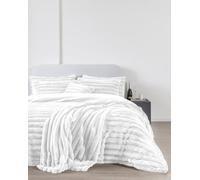LIZZIE JACOBS Big Cord Style Teddy Sherpa Fleece Super Soft Warm Cosy Duvet Cover Sets Quilt Covers Bedding Sets (White, Double Duvet Set)
