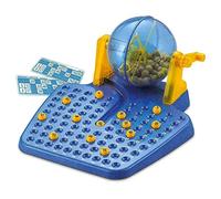 LIZZIE JACOBS Bingo Family Game Set Lotto Traditional Complete with Balls Cards and Machine Board For Kids Children Adults Great Large Groups Parties, Blue, 26 x 32 x 16 cm