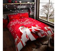 LIZZIE JACOBS Christmas Duvet Cover Sets Xmas Festive Season Easy Care Soft Quilt Cover Sets Bedding Set With Pillowcases (Secret Santa, Single)
