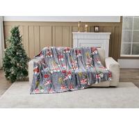 LIZZIE JACOBS Christmas Festive Style Flannel Sherpa Fleece Throws Luxurious Super Soft Warm Cosy Xmas Sofa Settee Bed Throw Overs Blankets For Kids and Adults (Cosy Gonks, Extra Large - 230x230cm)