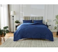 LIZZIE JACOBS Coverless Duvet Set with 2 Pillowcases, 10.5 Tog Reversible Duvet All Seasons Lightweight and Warm Microfibre Quilt Washable Ultra Soft Comfy Coverless duvet (Navy/Blue, Single)
