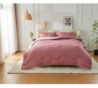 LIZZIE JACOBS Coverless Duvet Set with 2 Pillowcases, 10.5 Tog Reversible Duvet All Seasons Lightweight and Warm Microfibre Quilt Washable Ultra Soft Comfy Coverless duvet (Pink/Dark Pink, Single)