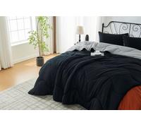 LIZZIE JACOBS Coverless Duvet Set with 2 Pillowcases, 10.5 Tog Reversible Duvet All Seasons Lightweight and Warm Microfibre Quilt Washable Ultra Soft Comfy Coverless duvet (Black/Grey, Single)