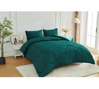 LIZZIE JACOBS Coverless Duvet Set with 2 Pillowcases, 10.5 Tog Reversible Duvet All Seasons Lightweight and Warm Microfibre Quilt Washable Ultra Soft Comfy Coverless duvet (Green/Dark Green, Double)