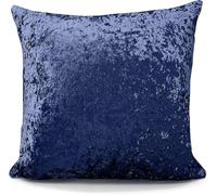 LIZZIE JACOBS Crushed Velvet Luxury Curtains Eyelet Top Fully Lined Thick Curtain Pairs Living Room Bed Room Kitchen Office Ring Top Curtains (Navy, 18" x 18" Cushion Cover)