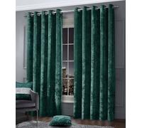 LIZZIE JACOBS Crushed Velvet Luxury Curtains Eyelet Top Fully Lined Thick Curtain Pairs Living Room Bed Room Kitchen Office Ring Top Curtains (Emerald Green, 46" wide x 54" drop)
