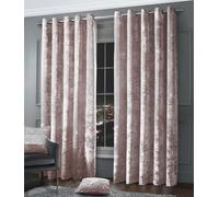 LIZZIE JACOBS Crushed Velvet Luxury Curtains Eyelet Top Fully Lined Thick Curtain Pairs Living Room Bed Room Kitchen Office Ring Top Curtains (Blush Pink, 66" wide x 54" drop)
