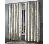 LIZZIE JACOBS Crushed Velvet Luxury Curtains Eyelet Top Fully Lined Thick Curtain Pairs Living Room Bed Room Kitchen Office Ring Top Curtains (Cream, 90" wide x 90" drop)