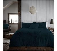 LIZZIE JACOBS Cuddles Fluffy Fur Fleece Luxurious Hug Snug Duvet Cover Sets Super Soft Warm Cosy Snuggle Long Pile Fleece Quilt Cover Sets Reversible Bedding Sets (Teal GC, King)