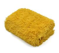LIZZIE JACOBS Cuddles Fluffy Fur Long Pile Fleece Throws Super Soft Warm Cosy Sofa Settee Bed Hug Snug Luxurious Fleece Blankets (Ochre, Double - 150x200cm)