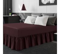 LIZZIE JACOBS Easy Care Double Bed Skirt, 50 Cotton and 50 Polyester, Frilled, Extra Deep Fitted, Super Soft, Shrinkage Fade Resistant, Chocolate