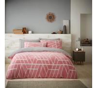 LIZZIE JACOBS Ely Geo Pattern Teddy Sherpa Fleece Super Soft Warm Cosy Duvet Cover Sets Quilt Covers Bedding Sets (Single, Blush Pink)