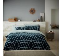 LIZZIE JACOBS Ely Geo Pattern Teddy Sherpa Fleece Super Soft Warm Cosy Duvet Cover Sets Quilt Covers Bedding Sets (King, Green)