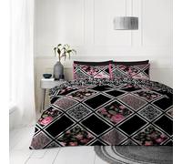 LIZZIE JACOBS Floral Duvet Quilt Cover Set Complete Bedding Sets with Matching Fitted Bed Sheet and Pillowcases Printed Polycotton Soft Easy Care Anti Allergic 3 and Bed Set (mitra, Double), 4 Pieces