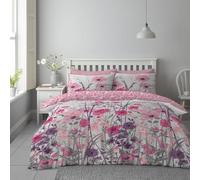 LIZZIE JACOBS Floral Duvet Quilt Cover Set Complete Bedding Sets with Matching Fitted Bed Sheet and Pillowcases Printed Polycotton Soft Easy Care Anti Allergic 3 and Bed Set (claudia, Double), 4