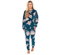 LIZZIE JACOBS Floral Pattern Women Ladies Pyjama Sets Girls PJ's Super Soft Comfy Teddy Fleece Snuggle Warm Cosy Pyjama Sets Lounge Wear Fluffy PJs (UK, Alpha, XL, Regular, Regular, Dark Green)
