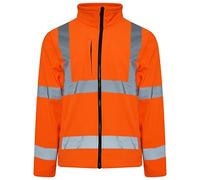 LIZZIE JACOBS Hi Vis Mens Softshell Jackets High Viz Visibility Reflective Water Resistant Safety Site Coat Workwear Builder Soft Shell Work Wear Rain Repellent Windproof Warm Tops (4X-Large, Orange)