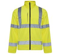 LIZZIE JACOBS Hi Vis Mens Softshell Jackets High Viz Visibility Reflective Water Resistant Safety Site Coat Workwear Builder Soft Shell Work Wear Windproof Warm Tops (XX-Large, Yellow), (LJ-026)