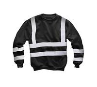 LIZZIE JACOBS Hi Viz Crew Neck Fleece Jumpers - Hi Vis Sweatshirts - High Visibility Security Safety Workwear Super Soft Warm Cosy Fleece Tops (UK, Alpha, XXL, Regular, Regular, Black)