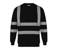 LIZZIE JACOBS Hi Viz Crew Neck Fleece Jumpers Hi Vis Sweatshirts High Visibility Security Work Super Soft Warm Cosy Fleece Tops (as8, alpha, 3x_l, regular, regular, Black, 3X-Large) (LJ-CNFJ)