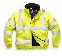LIZZIE JACOBS Hi Viz High Visibility Bomber Jackets Hi Vis Safety Security Reflective Protective Waterproof Work Wear Bomber Jackets (X-Large, Yellow)