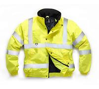 LIZZIE JACOBS Hi Viz High Visibility Bomber Jackets Hi Vis Safety Security Reflective Protective Waterproof Work Wear Bomber Jackets (Large, Yellow)