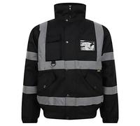 LIZZIE JACOBS Hi Viz High Visibility Bomber Jackets Hi Vis Safety Security Reflective Protective Waterproof Work Wear Bomber Jackets (4X-Large, Black)