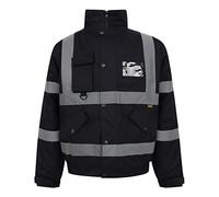 LIZZIE JACOBS Hi Viz High Visibility Bomber Jackets Hi Vis Safety Security Reflective Protective Waterproof Work Wear Bomber Jackets (Medium, Navy)
