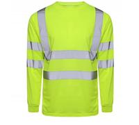 LIZZIE JACOBS Hi Viz High Visibility Crew Neck Long Sleeves Shirts Reflective Tape Safety Hi Vis Round Neck Security Work Breathable Lightweight Workwear Tops (Medium, Yellow)