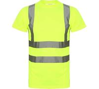 LIZZIE JACOBS Hi Viz Vis High Visibility Crew Neck Short Sleeves T Shirts Reflective Tape Safety Hi Vis Round Neck Security Work Breathable Lightweight Workwear Tops (Medium, Yellow)