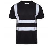 LIZZIE JACOBS Hi Viz Vis High Visibility Crew Neck Short Sleeves T Shirts Reflective Tape Safety Hi Vis Round Neck Security Work Breathable Lightweight Workwear Tops (4X-Large, Black)