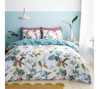 LIZZIE JACOBS Ida Birdie Floral Pattern Duvet Cover Set Printed Easy Care Bed Soft Quilt Covers Sets Reversible Bedding Sets with Pillowcases (king), Linen