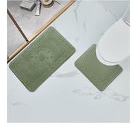 LIZZIE JACOBS Jacquard Greek Style Bath Mat and Pedestal Mat Set Super Soft Memory Foam Non Slip Absorbent Toilet Rugs Embossed Greek Design Bathroom Size Rugs, Sage Green, 2 Pieces, Regular
