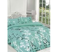 LIZZIE JACOBS Kaylee Floral Pattern Luxurious Modern Style Easy Care Duvet Cover Sets Quilt Cover Sets Reversible Bedding Sets (Double, Duck Egg)