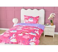 LIZZIE JACOBS Kids Teddy Sherpa Fleece Duvet Cover Sets Super Soft Warm Cosy Girls and Boys Bed Linen Xmas Festive Season Quilt Covers Bedding Sets (Princess Unicorn, Single)