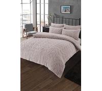 LIZZIE JACOBS Leaf Design Teddy Sherpa Fleece Super Soft Warm Cosy Duvet Cover Sets Quilt Covers Winter Bedding Sets With Pillowcases (Natural, Single)