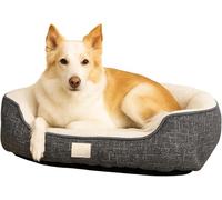 LIZZIE JACOBS Lounger Orthopaedic Dog Bed - Calming Soft Sherpa Pet Bed with Anxiety Relief, Joint Support Cushion, Non-Slip Base, Machine Washable Dog & Cat Bed (65L x 50W x 18H cm)