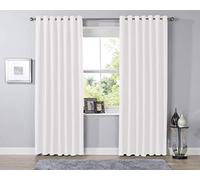 LIZZIE JACOBS Luxury Blackout Eyelet Top Curtains Black Out Thermal Ring Top Curtain Pair Window Treatment Living Room Bed Room Curtains (66" (Width) x 54" (Drop), White)
