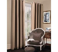LIZZIE JACOBS Luxury Blackout Eyelet Top Curtains Black Out Thermal Ring Top Curtain Pair Window Treatment Living Room Bed Room Curtains (90" (Width) x 90" (Drop), Latte)