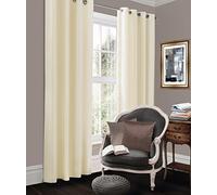 LIZZIE JACOBS Luxury Blackout Eyelet Top Curtains Black Out Thermal Ring Top Curtain Pair Window Treatment Living Room Bed Room Curtains (66" (Width) x 54" (Drop), Cream)