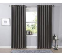 LIZZIE JACOBS Luxury Blackout Eyelet Top Curtains Black Out Thermal Ring Top Curtain Pair Window Treatment Living Room Bed Room Curtains (66" (Width) x 54" (Drop), Charcoal)